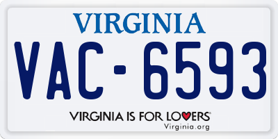 VA license plate VAC6593