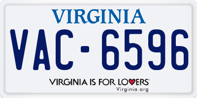 VA license plate VAC6596
