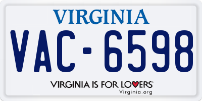 VA license plate VAC6598
