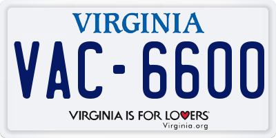 VA license plate VAC6600