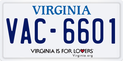 VA license plate VAC6601