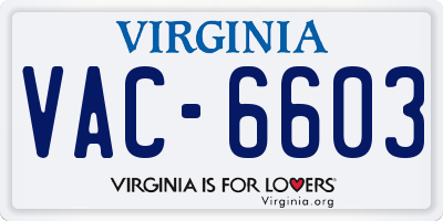 VA license plate VAC6603