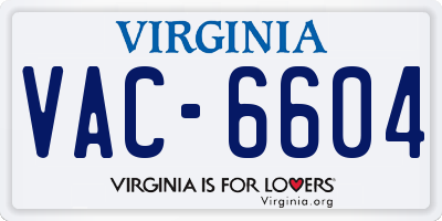 VA license plate VAC6604