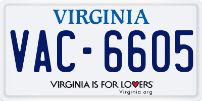 VA license plate VAC6605