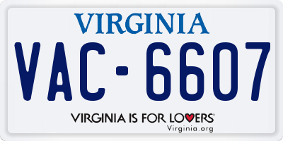 VA license plate VAC6607