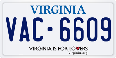 VA license plate VAC6609