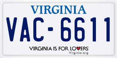 VA license plate VAC6611