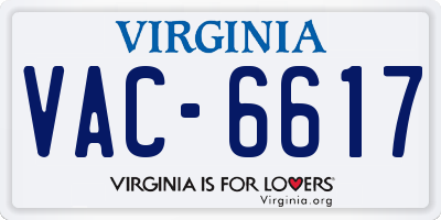 VA license plate VAC6617