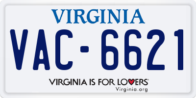 VA license plate VAC6621
