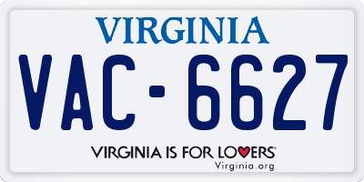 VA license plate VAC6627