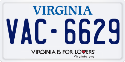 VA license plate VAC6629