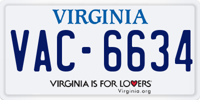VA license plate VAC6634