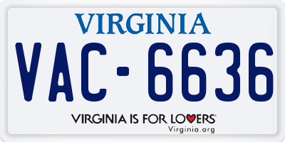 VA license plate VAC6636