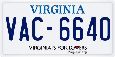 VA license plate VAC6640