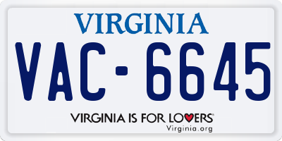 VA license plate VAC6645