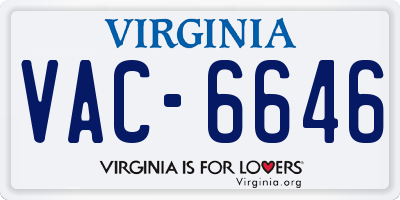 VA license plate VAC6646