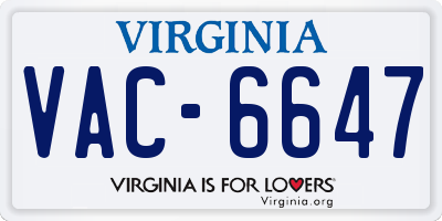 VA license plate VAC6647