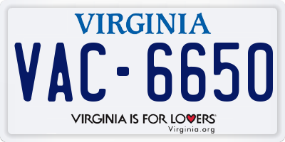 VA license plate VAC6650