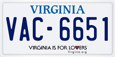 VA license plate VAC6651