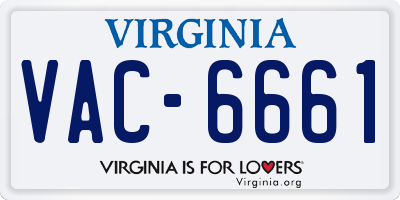 VA license plate VAC6661