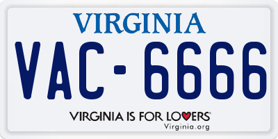 VA license plate VAC6666