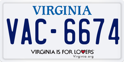 VA license plate VAC6674