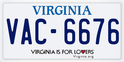 VA license plate VAC6676