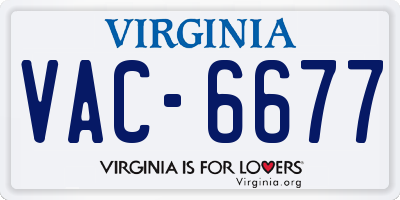 VA license plate VAC6677