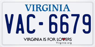 VA license plate VAC6679