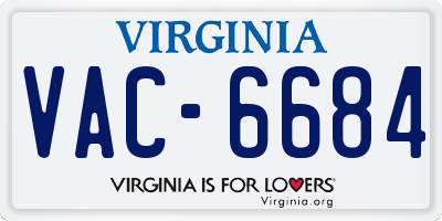 VA license plate VAC6684