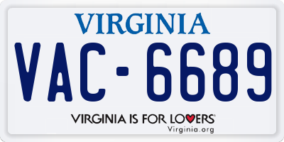 VA license plate VAC6689