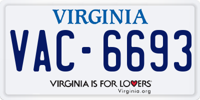 VA license plate VAC6693