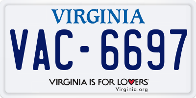 VA license plate VAC6697