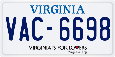 VA license plate VAC6698