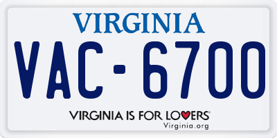VA license plate VAC6700