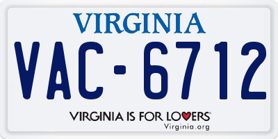 VA license plate VAC6712