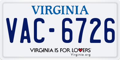VA license plate VAC6726