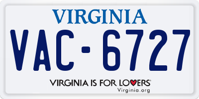 VA license plate VAC6727