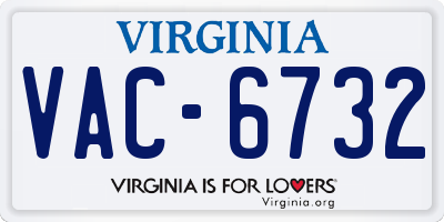 VA license plate VAC6732