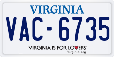 VA license plate VAC6735