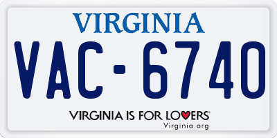 VA license plate VAC6740