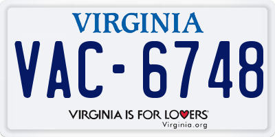 VA license plate VAC6748