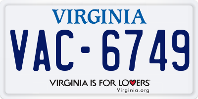 VA license plate VAC6749