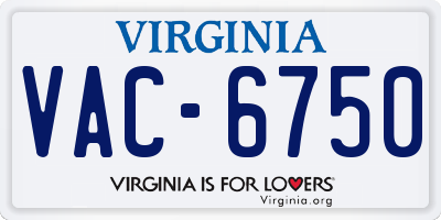 VA license plate VAC6750