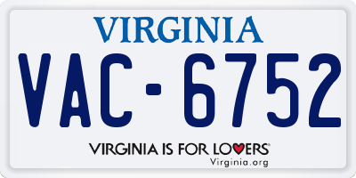 VA license plate VAC6752