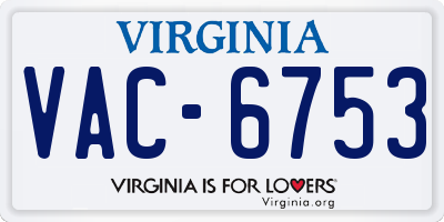 VA license plate VAC6753