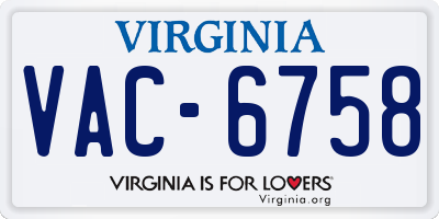 VA license plate VAC6758