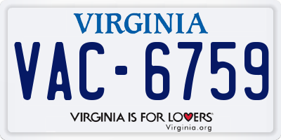 VA license plate VAC6759