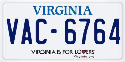 VA license plate VAC6764