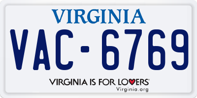 VA license plate VAC6769